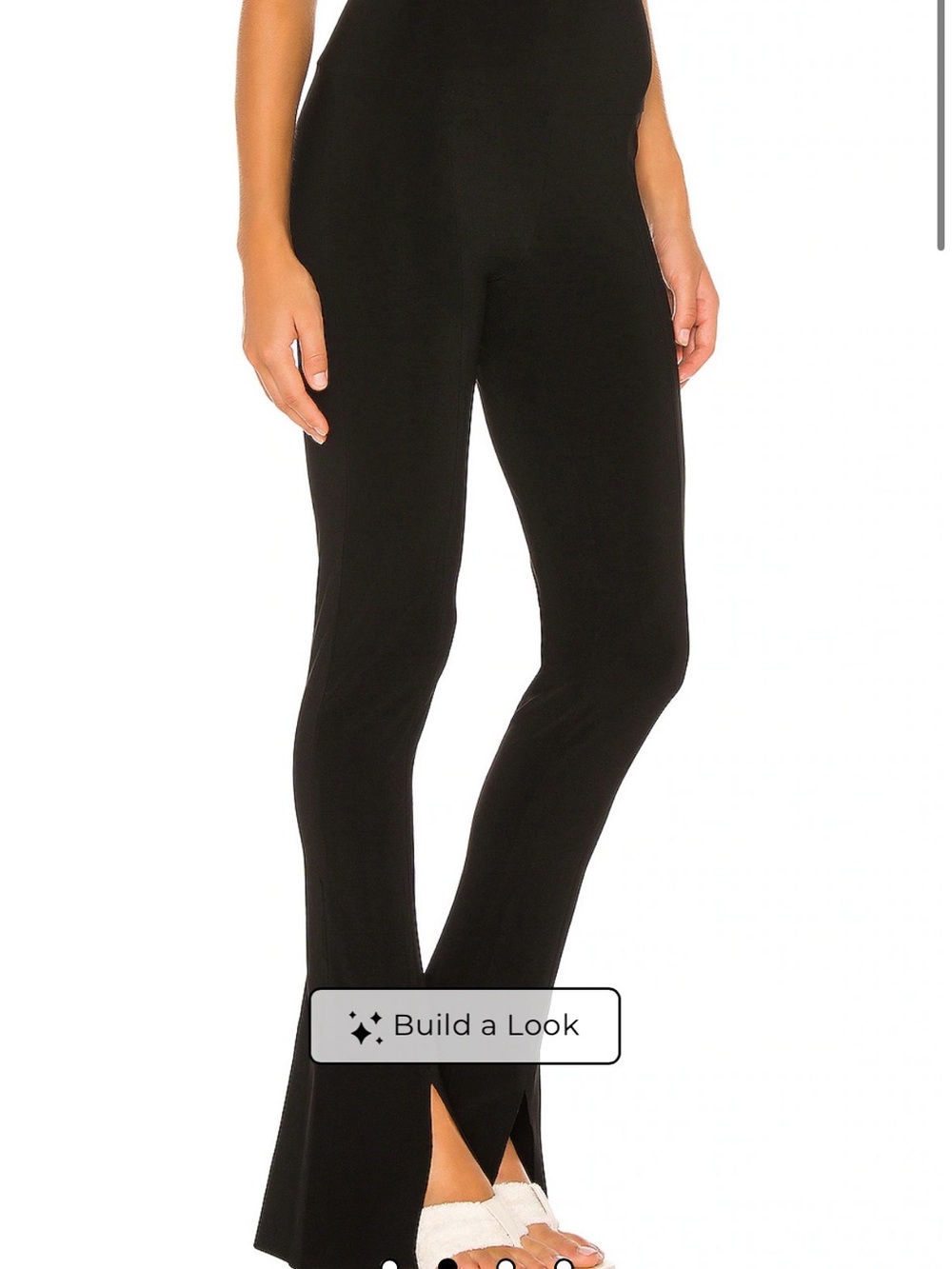 Norma Kamali Black Flare Split-Hem Jumpsuit Pants